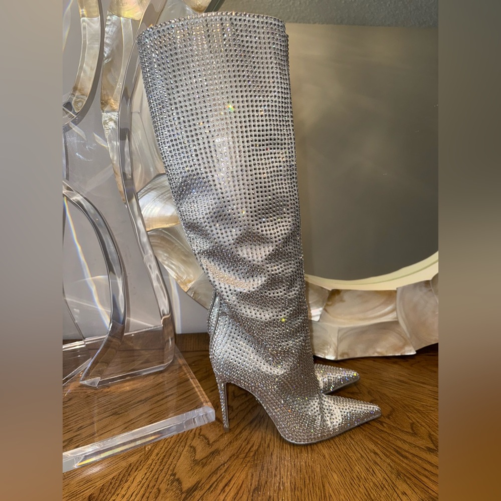 Dolce & Gabbana Silver Crystal Rhinestone Boots